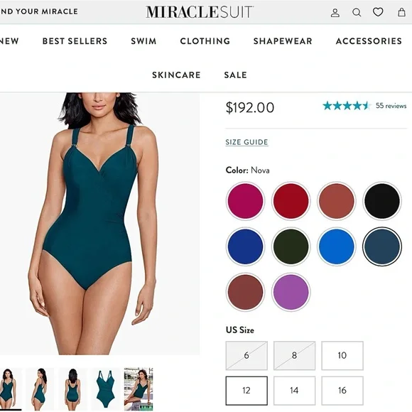 Miraclesuit Deep Teal Wrap-Style One-Piece Swimsuit - Picture 2 of 14